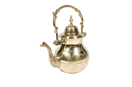 Чайник латунный с ручной гравировкой (полиш), 900 мл. ПОС003